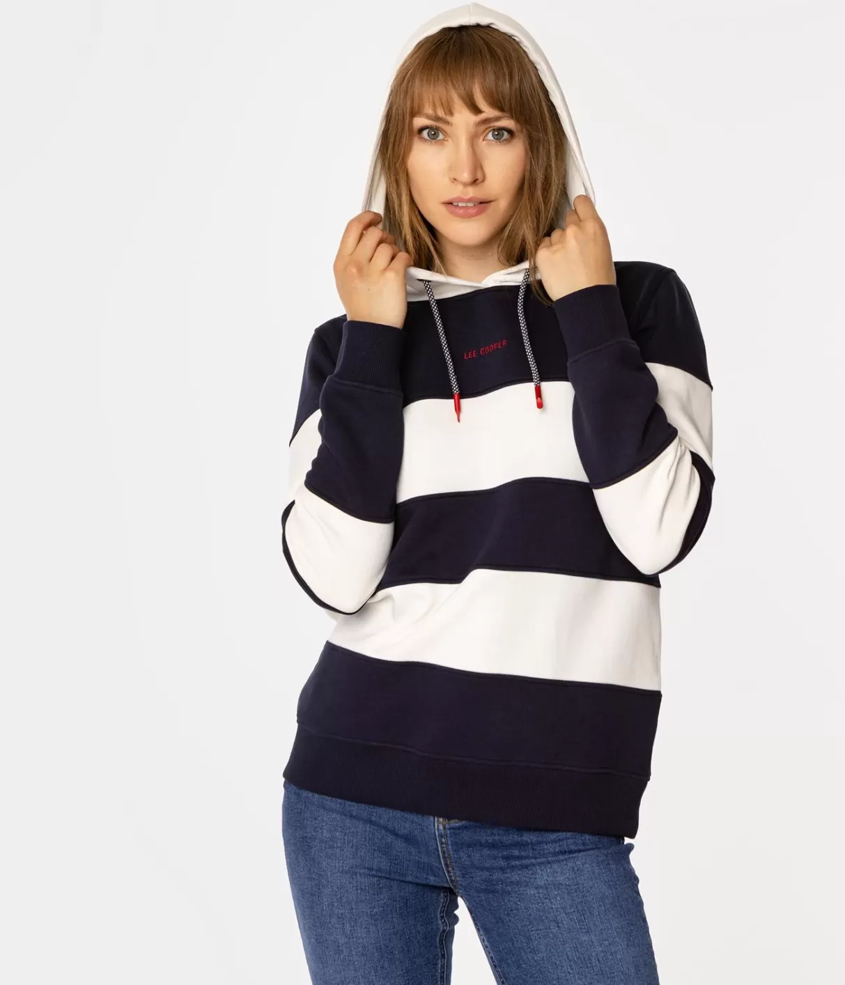 Bluza damska oversize z kapturem SADIE 4567 STRIPES-Lee Cooper Fashion