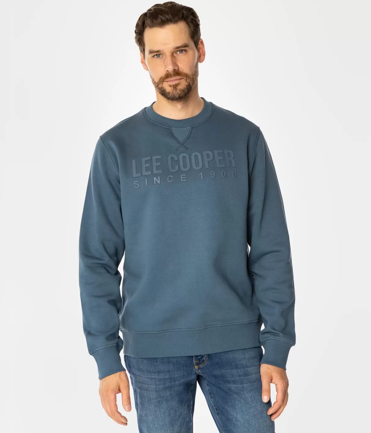 Bluza męska z napisami ALBERTO 2810 INDIAN TEAL-Lee Cooper Shop