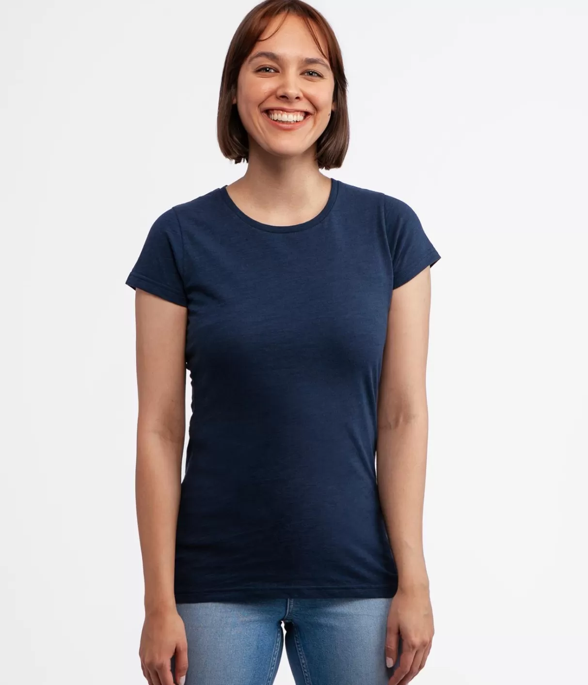 Dopasowany t-shirt z bawełny slub z lnem ISLA2 8041 NAVY-Lee Cooper Flash Sale