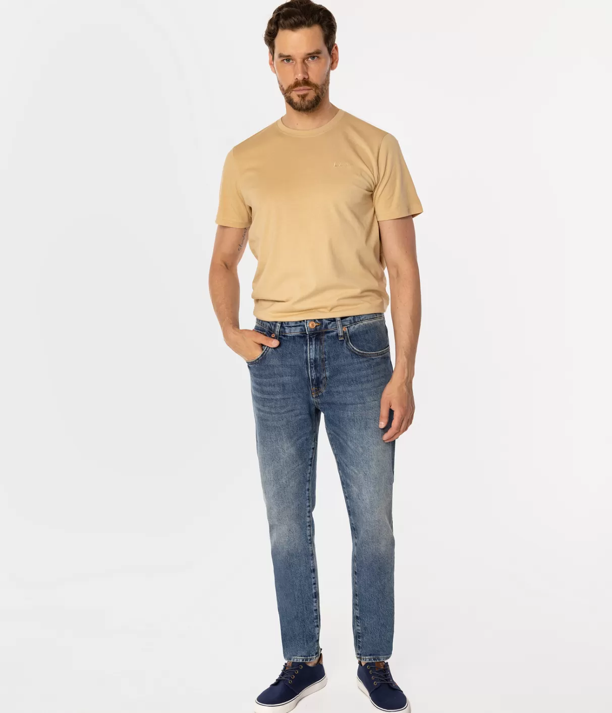 Jeansy męskie tapered slim LONDON 1087 BRUSHED USED-Lee Cooper Clearance