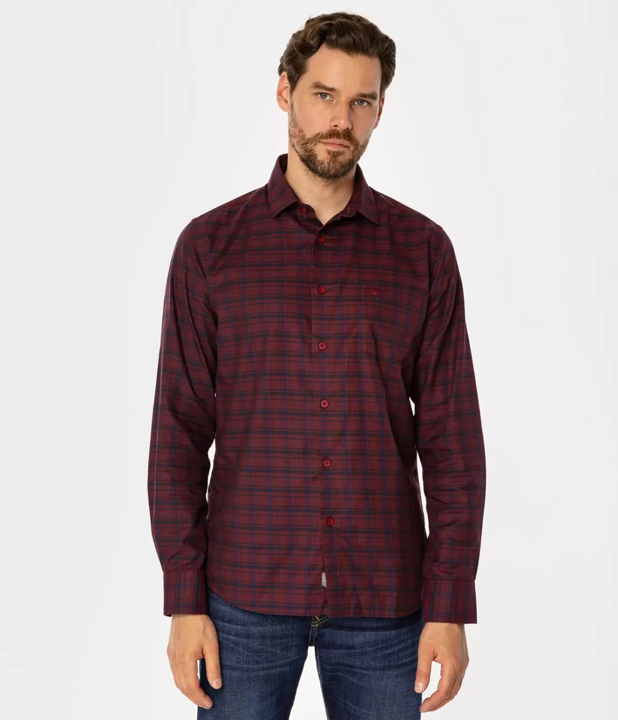 Koszula meska slim w kratę WINDSOR 18KZ DARK RED-Lee Cooper Best