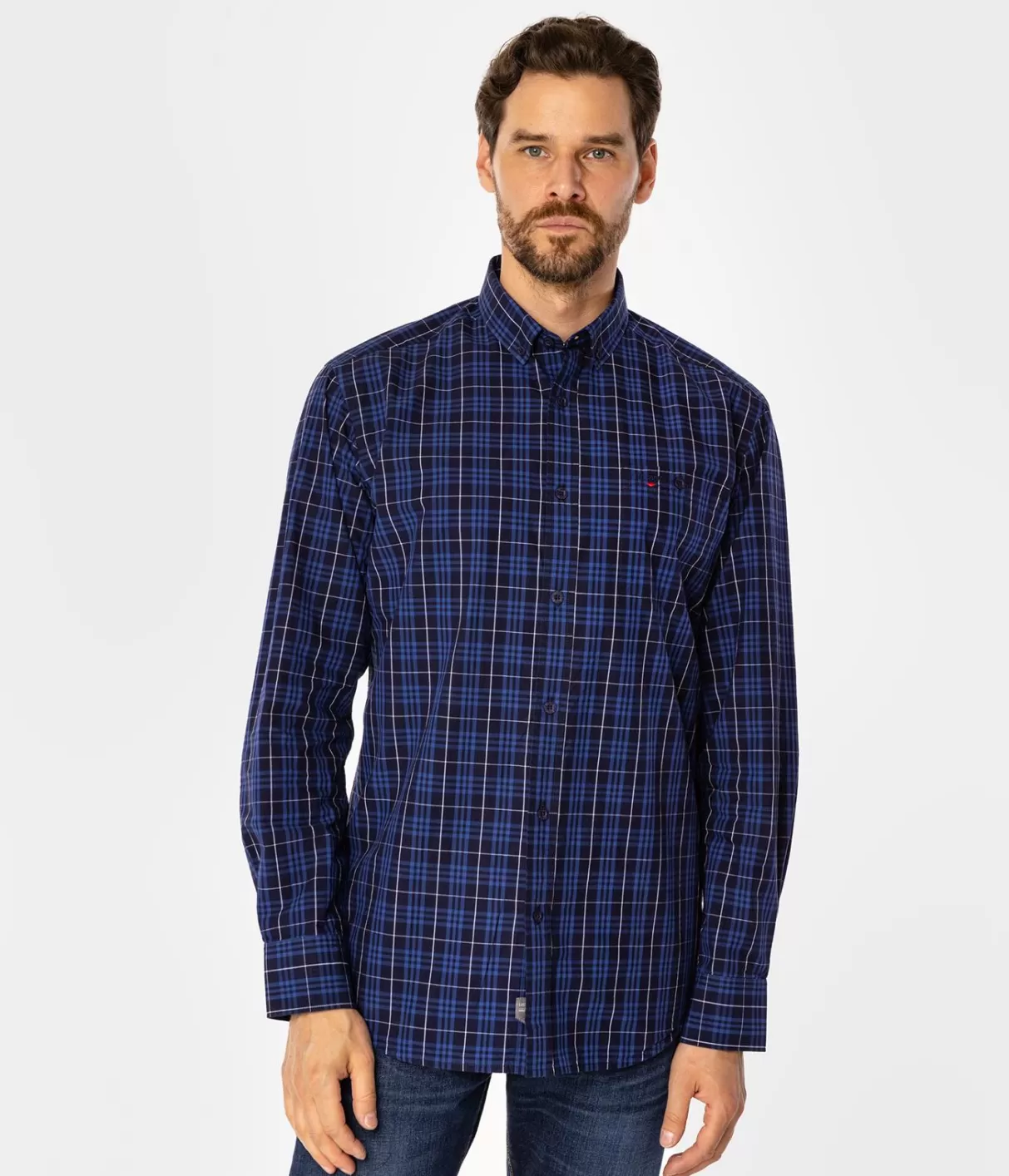 Koszula męska comfort w kratę NEW TENBY 24KZ NAVY-Lee Cooper New