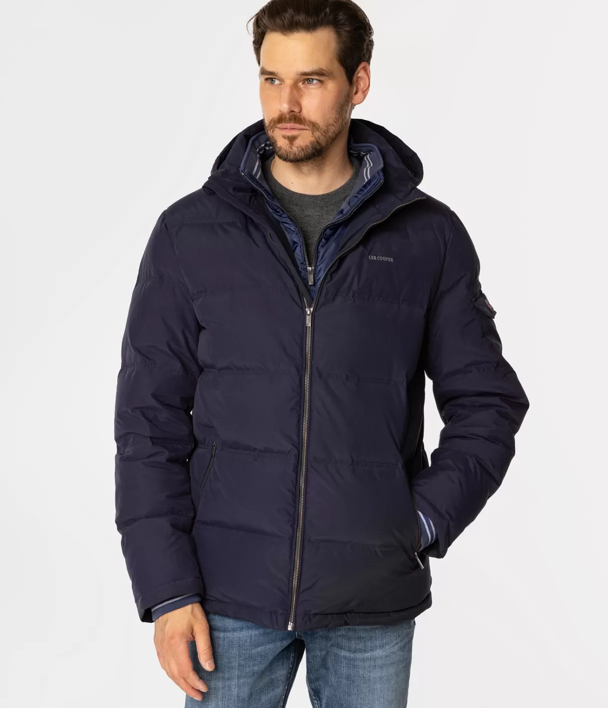 Kurtka puchowa z dopinką i kapturem BRIAN2 7215 NAVY-Lee Cooper Clearance