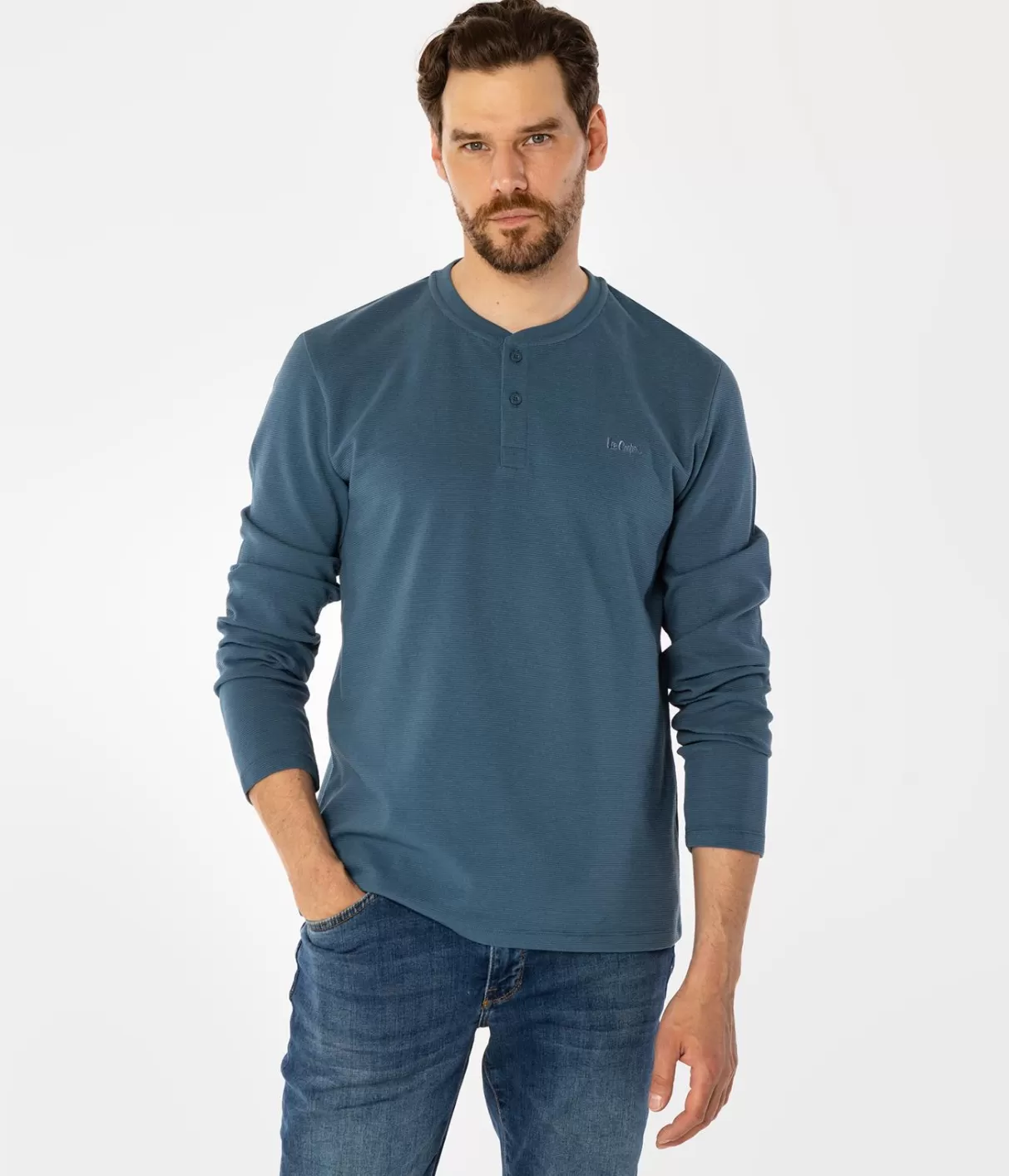 Longsleeve męski LARE 6040 INDIAL TEAL-Lee Cooper Sale