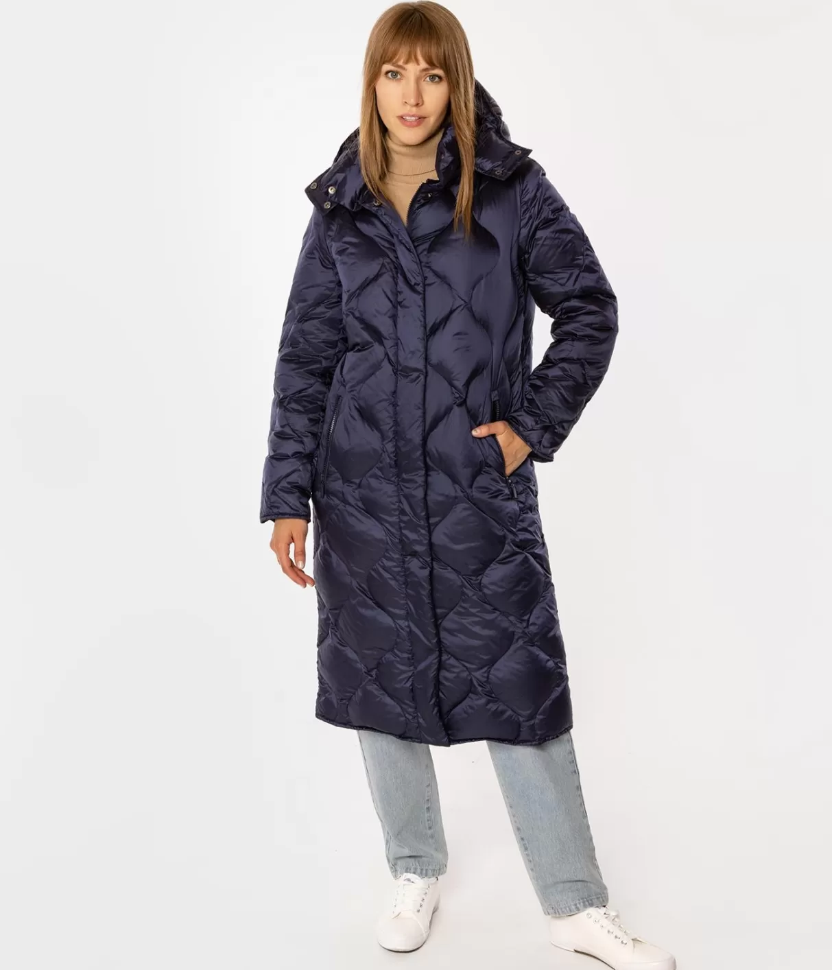 Puchowa kurtka damska z odpinanym kapturem MIRANDA 4617 DRESS BLUE-Lee Cooper Best