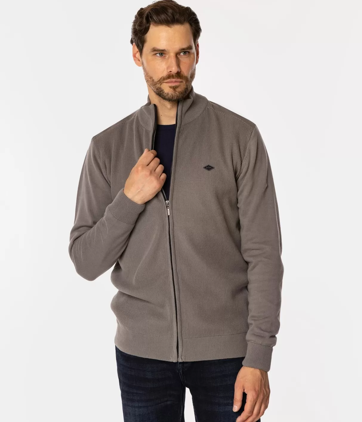 Rozpinany sweter męski ze stójką FARO 4380 DECEMBER SKY-Lee Cooper Best