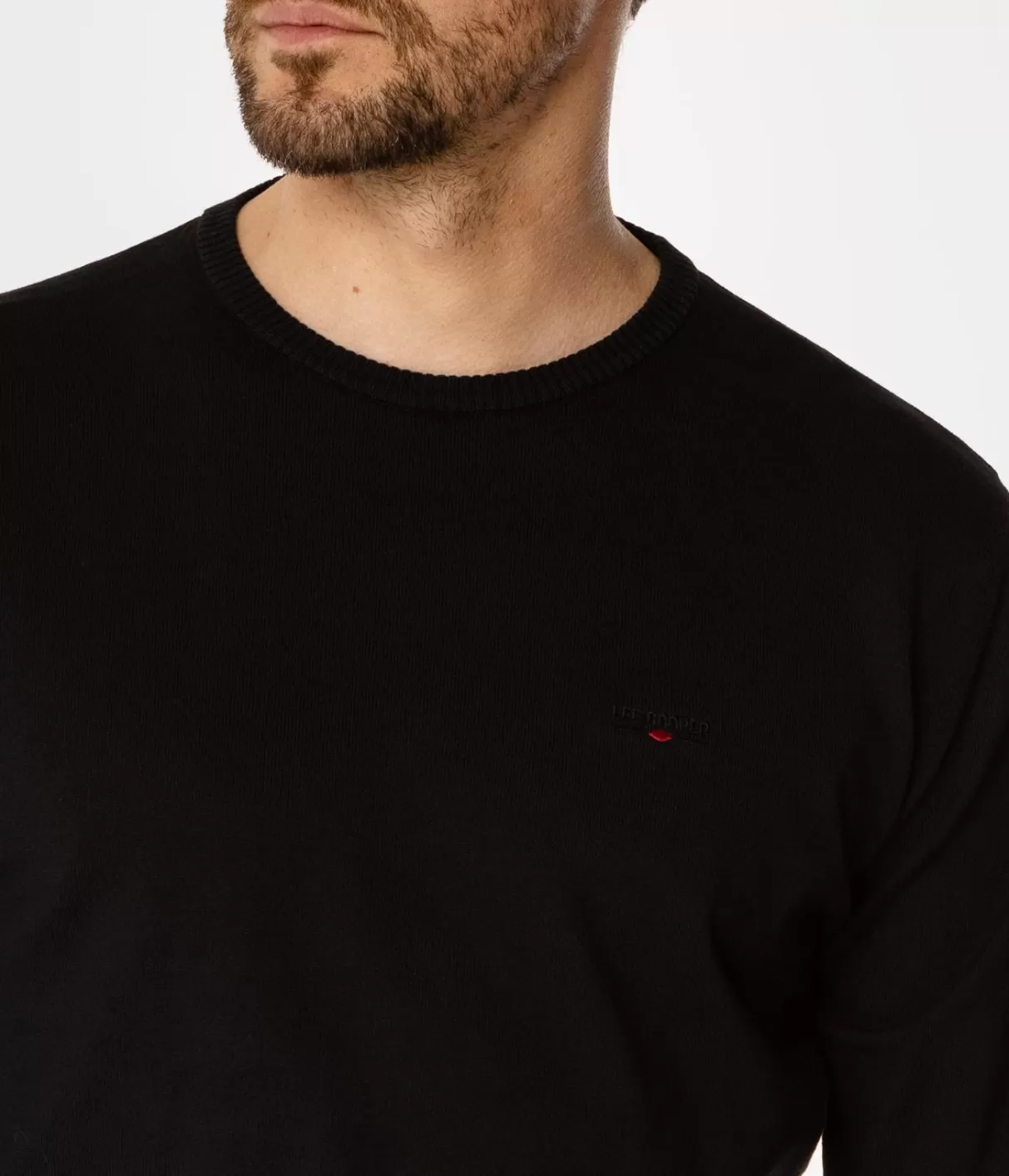 Sweter męski z bawełny organicznej ANDY ORGANIC BLACK-Lee Cooper Hot