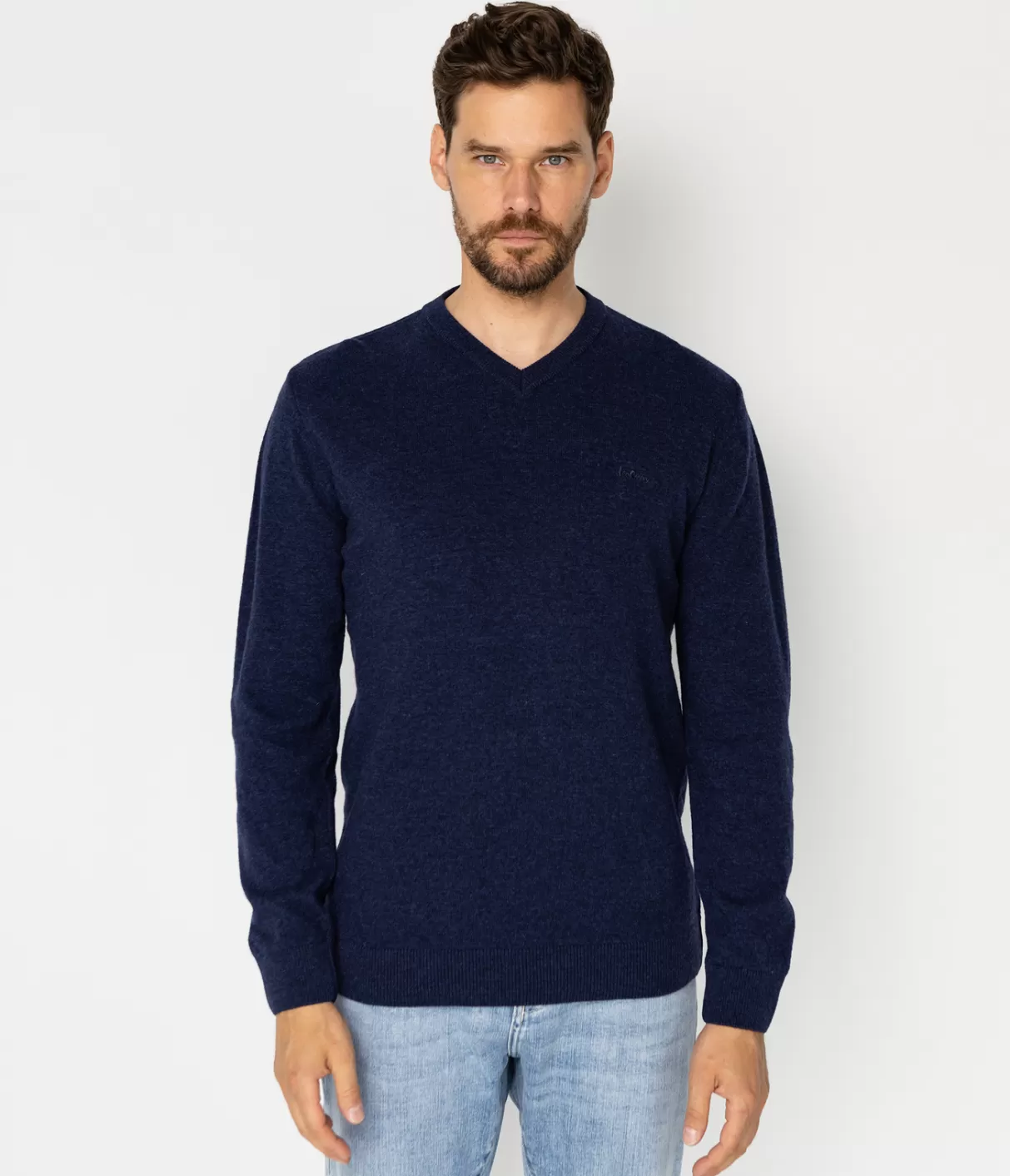 Sweter męski z wełny jagnięcej ROMI TOY NAVY MELANGE-Lee Cooper Online