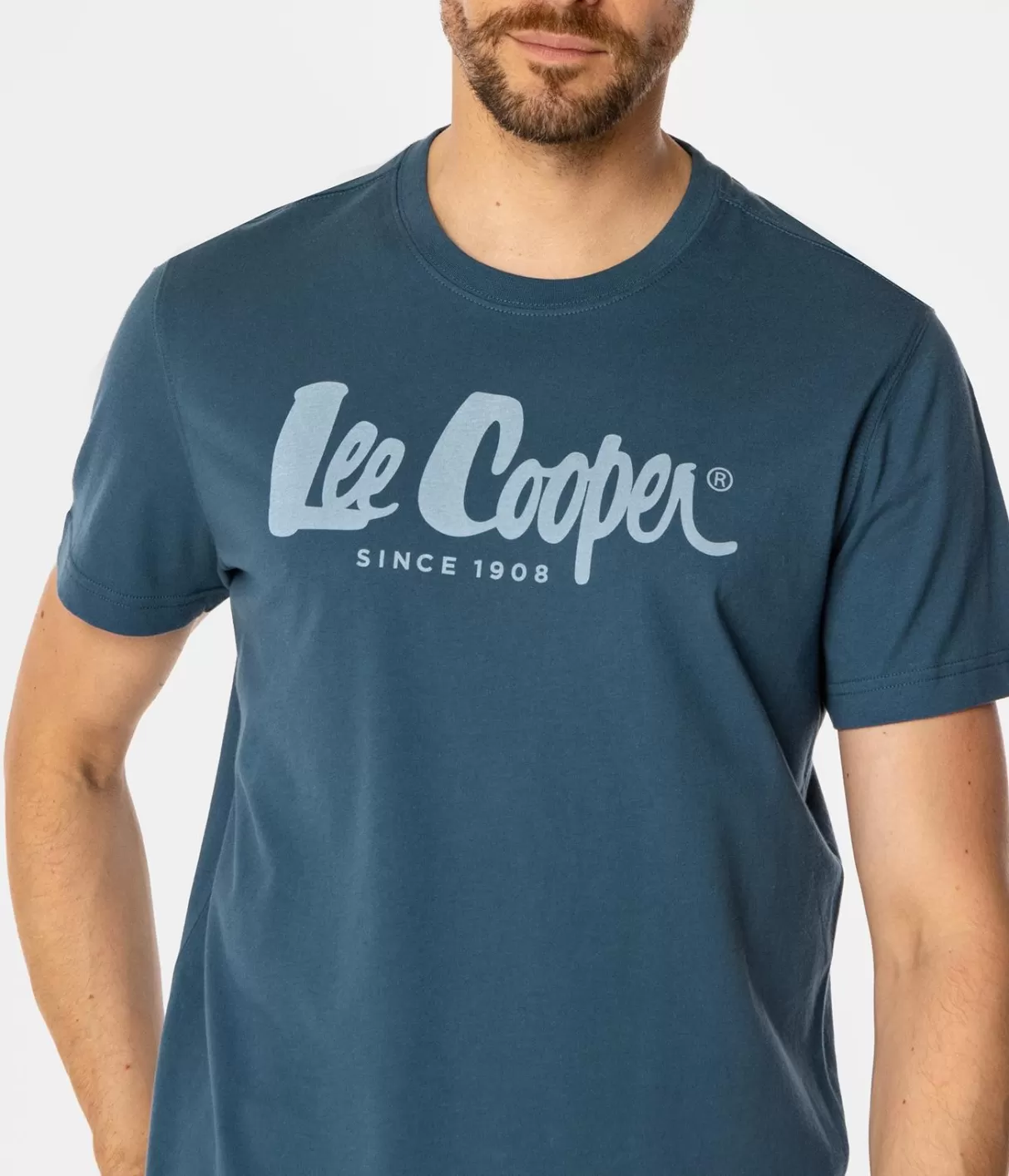 T-shirt męski z logo HERO7 FADE 1010 INDIAN TEAL-Lee Cooper Outlet