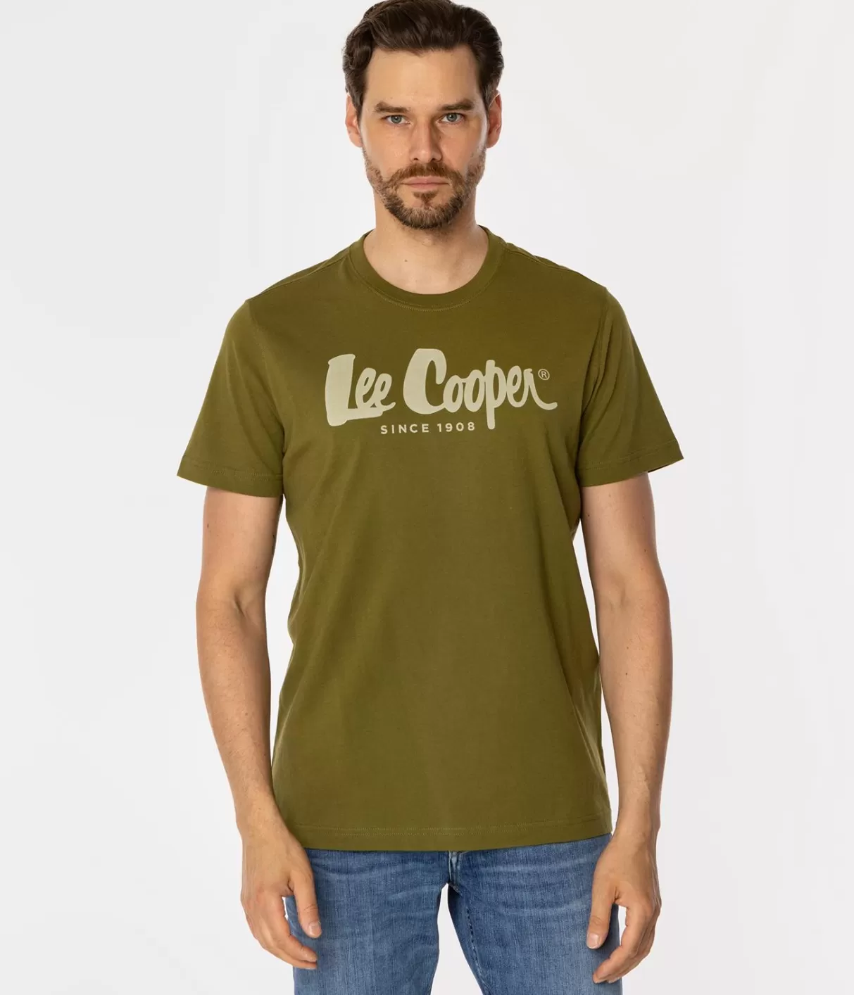 T-shirt męski z logo HERO7 FADE 1010 SPHAGNUM-Lee Cooper Best