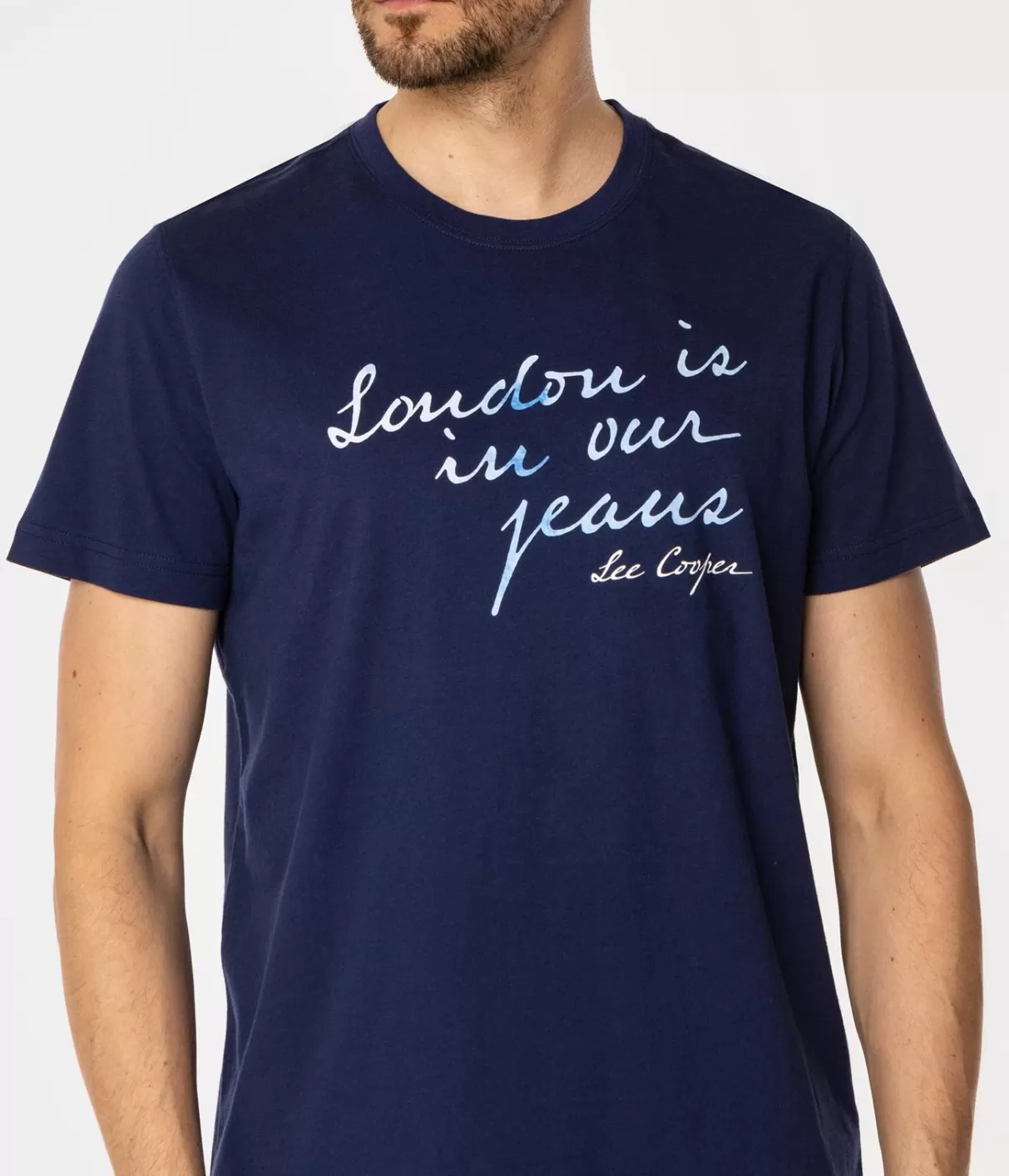 T-shirt męski z nadrukiem LONDON10 1016 MEDIEVAL BLUE-Lee Cooper Hot