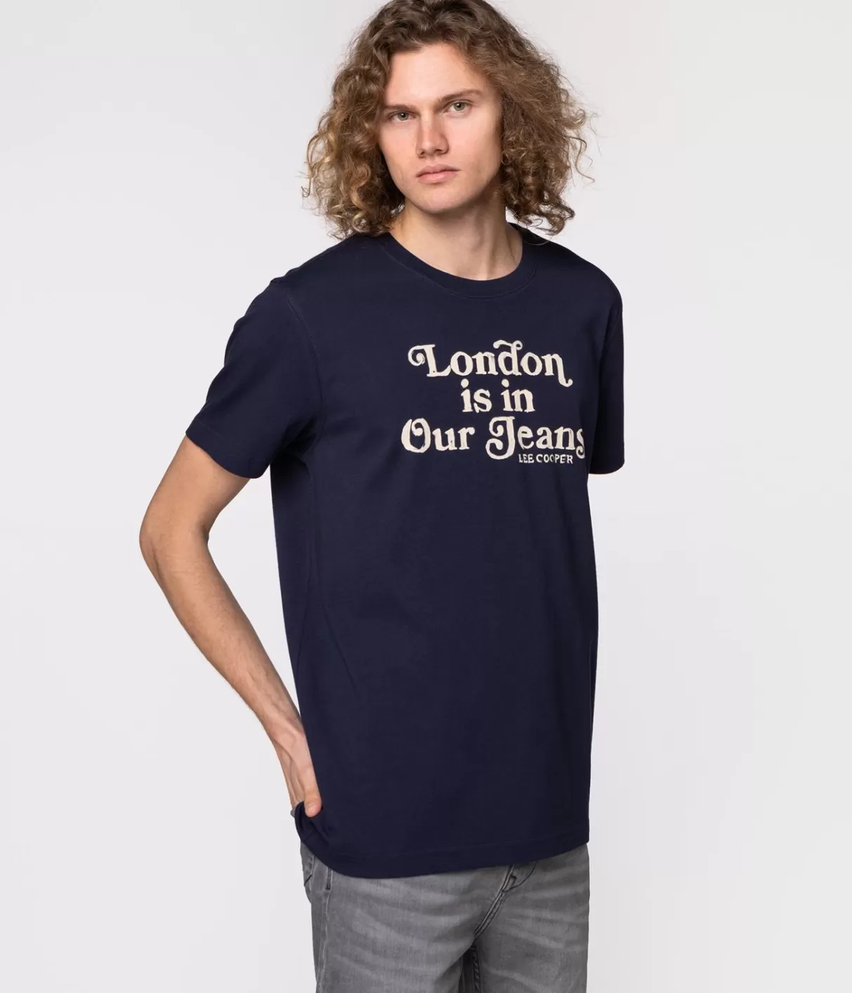 T-shirt regular SLOG2 1010 NAVY-Lee Cooper Discount