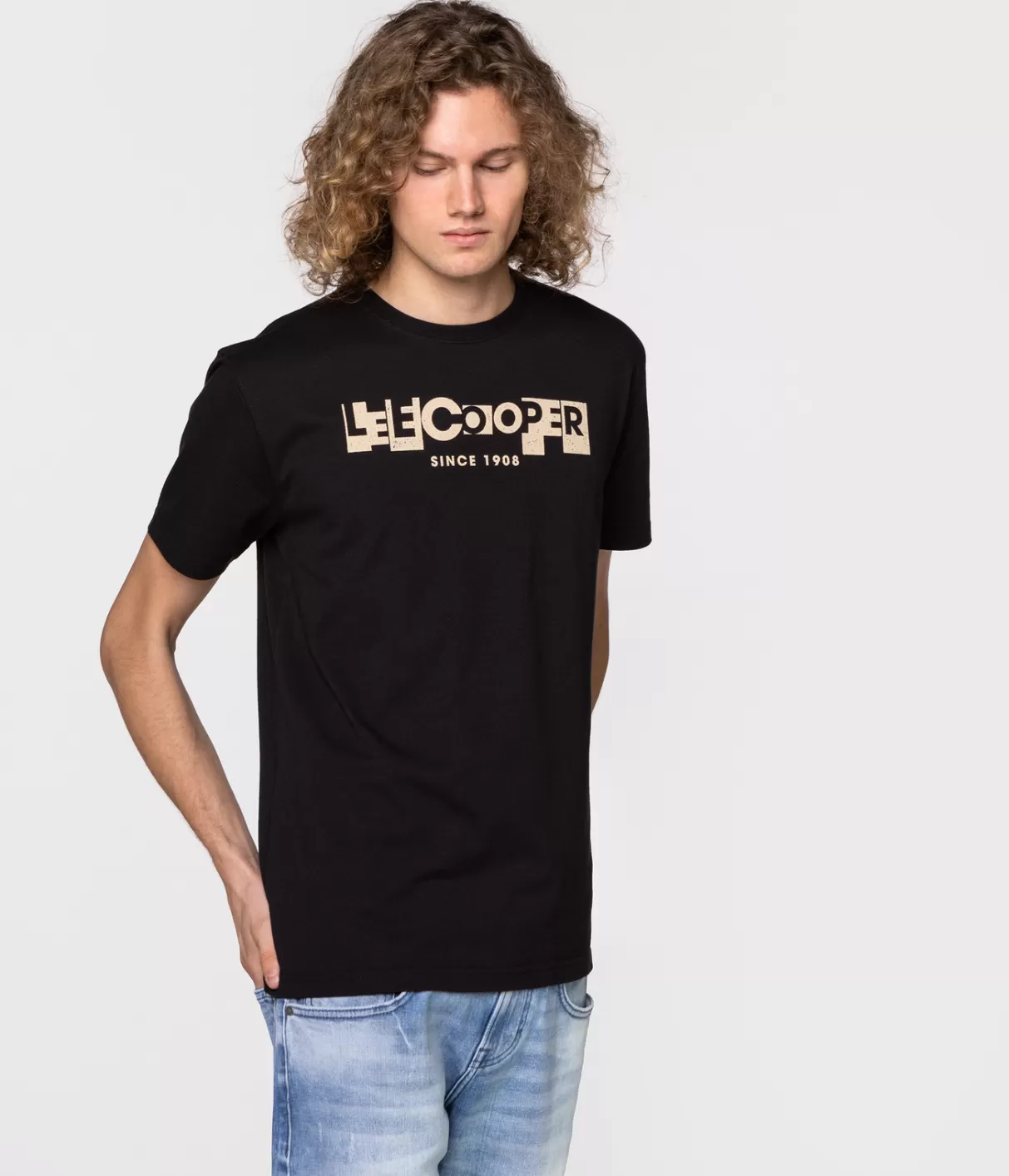 T-shirt slim LC BLOCK1 1010 BLACK-Lee Cooper Cheap