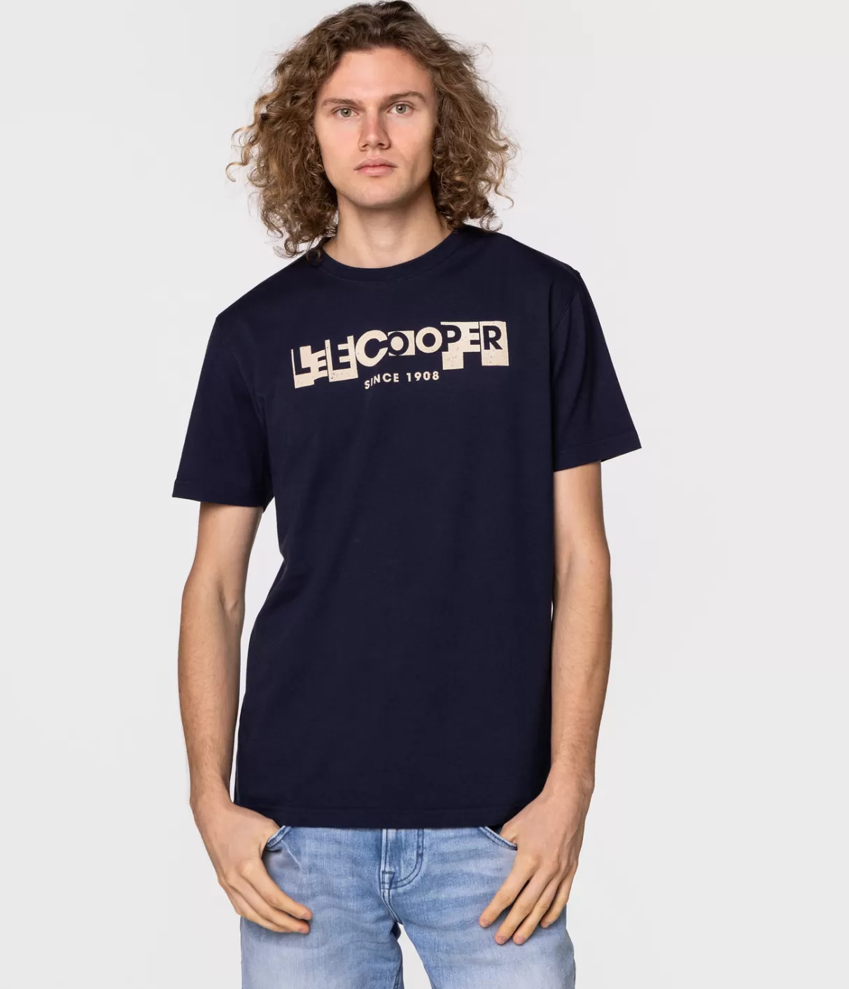 T-shirt slim LC BLOCK1 1010 NAVY-Lee Cooper Clearance