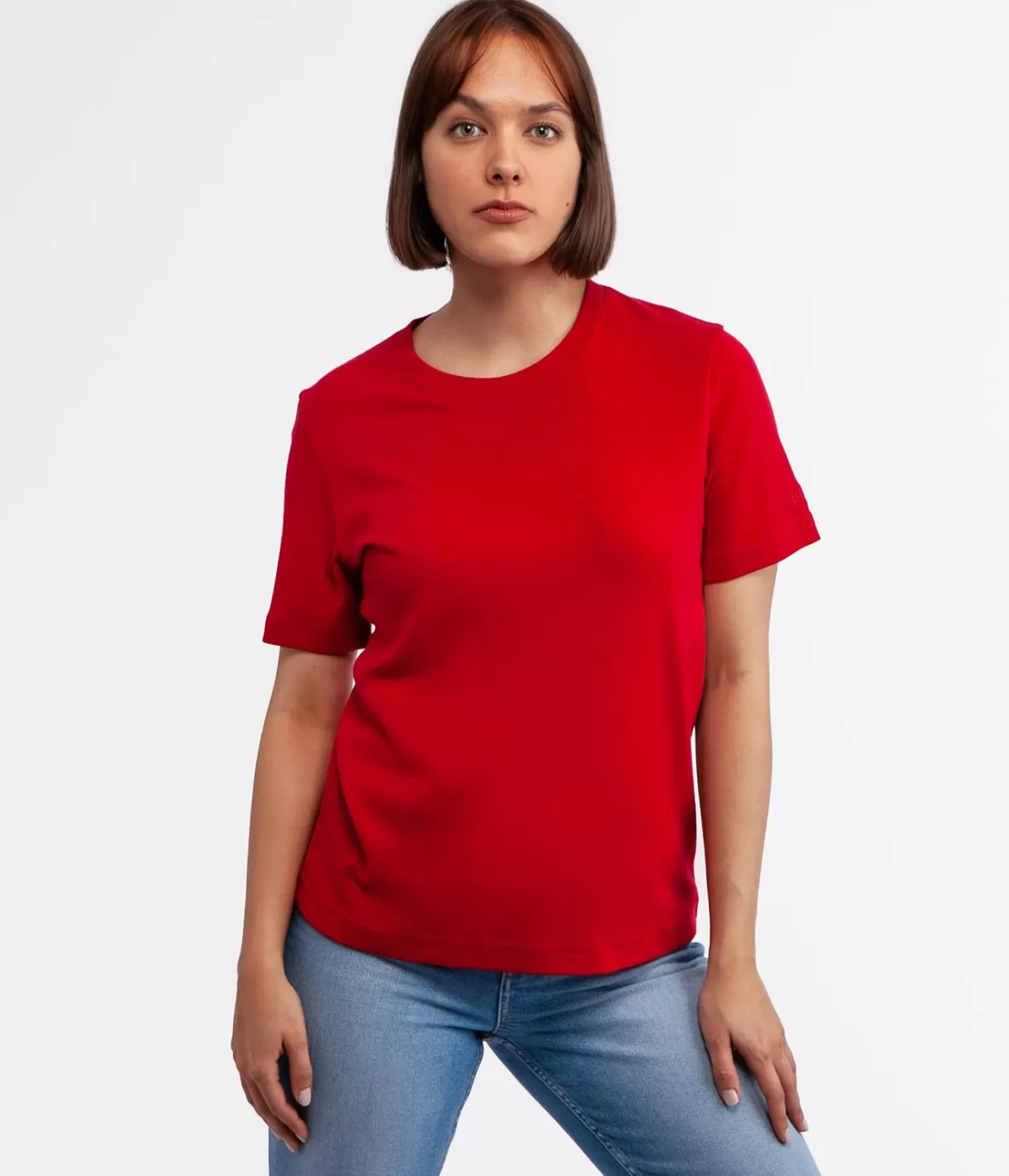 T-shirt z bawełną organiczną OLENA 4048 RED-Lee Cooper New