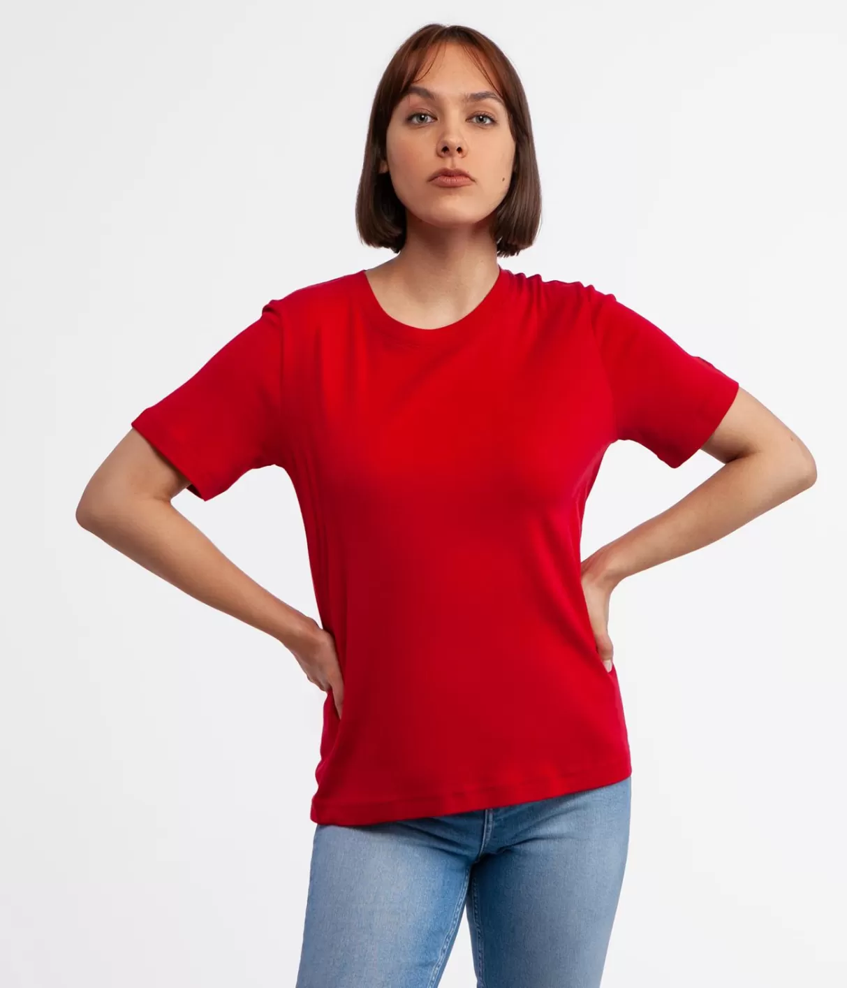 T-shirt z bawełną organiczną OLENA 4048 RED-Lee Cooper New